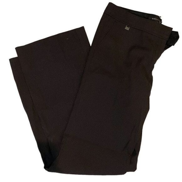 BCBG Textured Wide Leg Black Chocolate Brown Pants 10 NEW work tailored dress - Picture 1 of 8